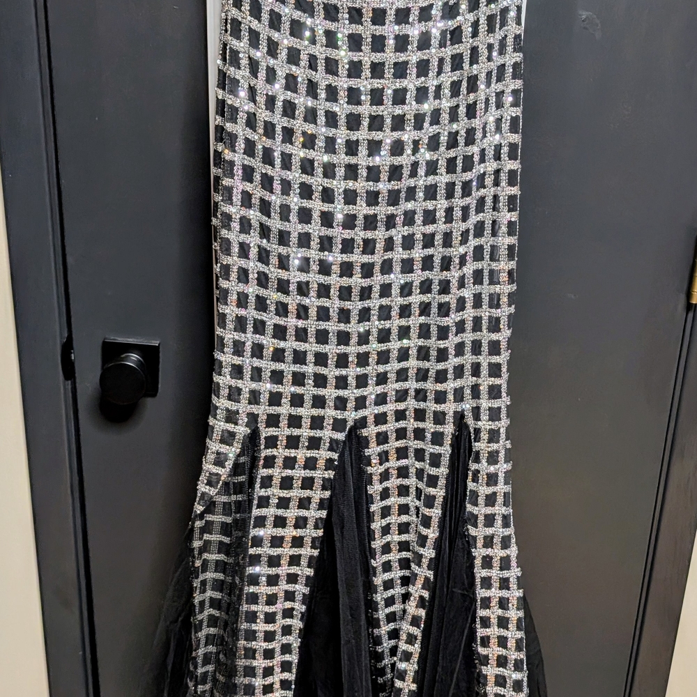Black and Silver Checkered Sequin Dress, Size Small, Never Worn